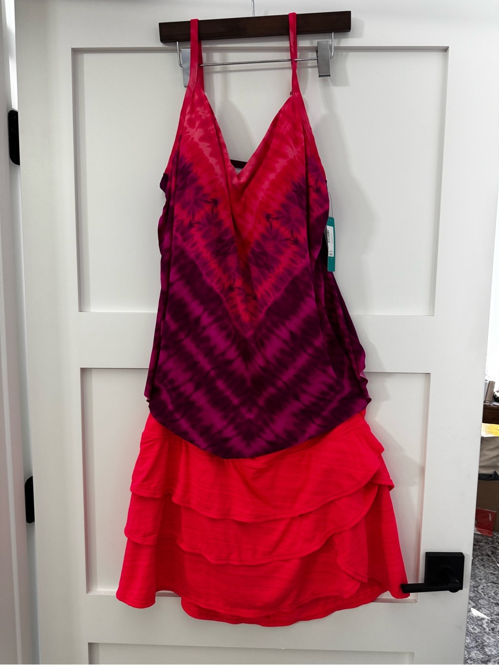 Vibrant Pink & Magenta Tie-Dye Tiered Dress